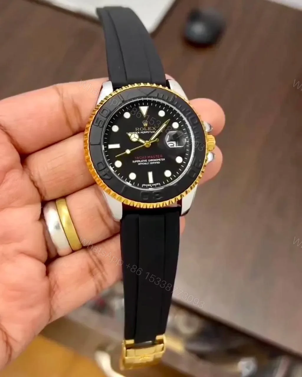 Rolex Yacht-Master Black Gold Edition Black Rubber Strap — view 1