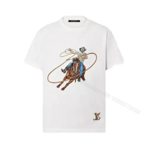 Lv Graphic Embroidered Cotton T-Shirt — view 1