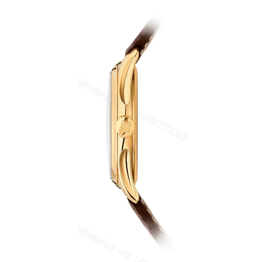 View 5 of Replica Patek Philippe Calatrava Rose Gold White Dial Leather Strap