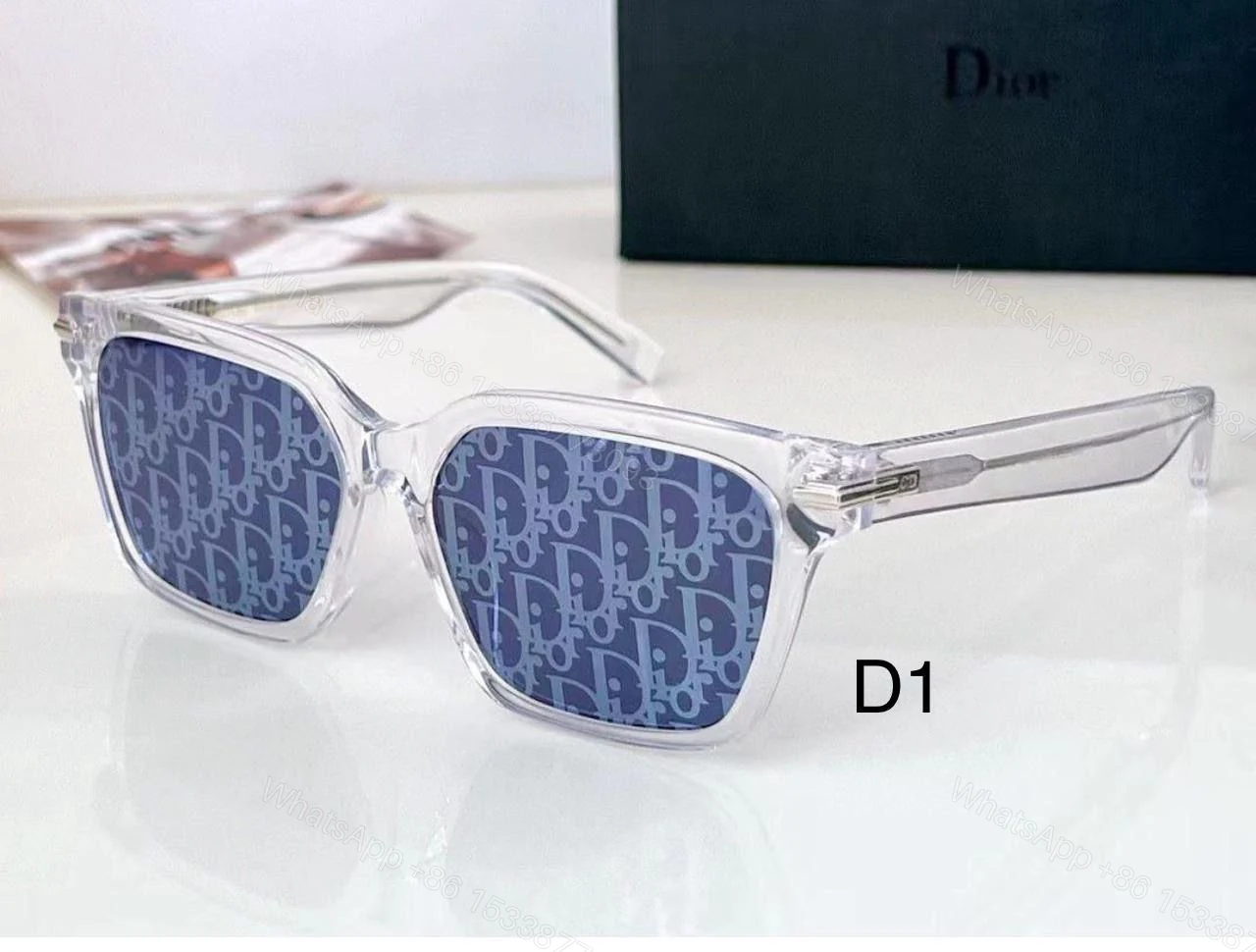 CHRISTIAN DIOR Oblique CD Link Rectangular Sunglasses S1U Crystal — view 1