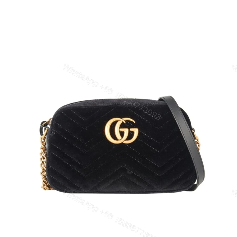 Gucci GG Marmont Small Camera Bag Velvet Black 23Cm — view 1