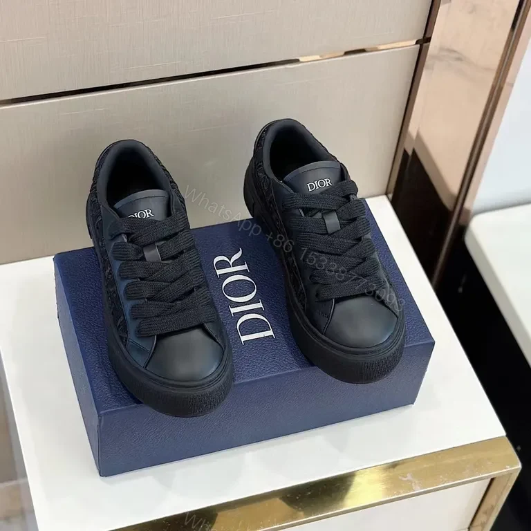 View 5 of Black Monochrome Textured Sneaker - Subtle Dior-Inspired Luxury