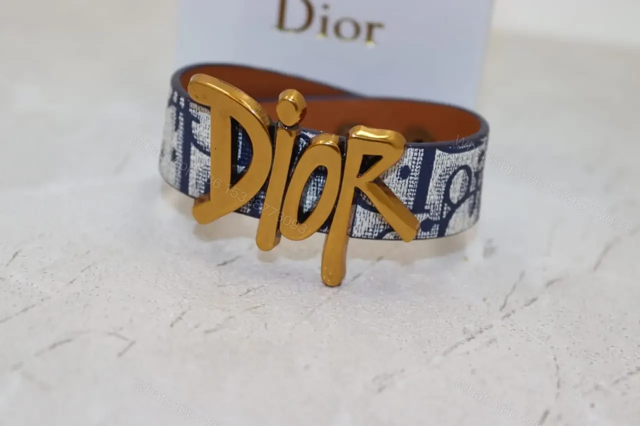 Dior Alphabet D Brown Strap Bracelet — view 1