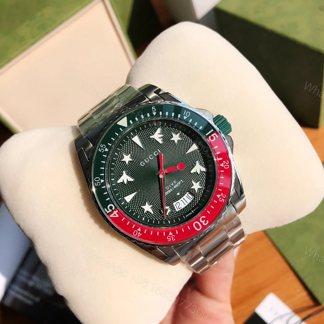 GucciA貨 Dive 綠紅雙色圈 潛水腕錶 精鋼錶帶款 — view 1