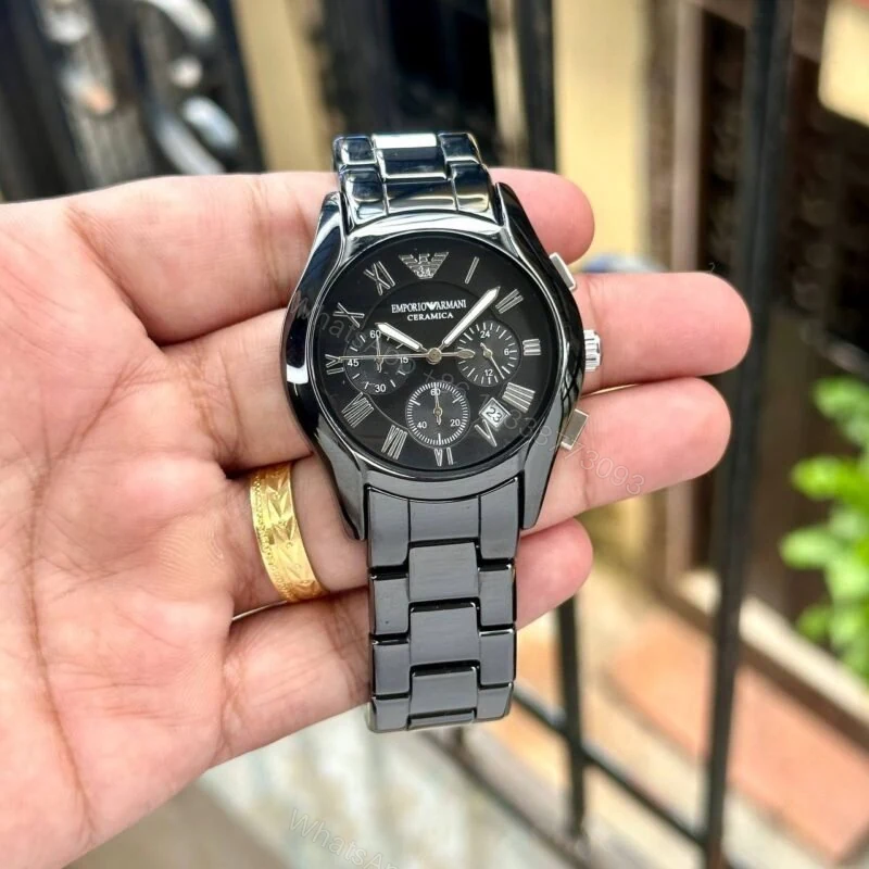 Emporio Armani AR1400 Black Ceramic 43mm Chronograph — view 1