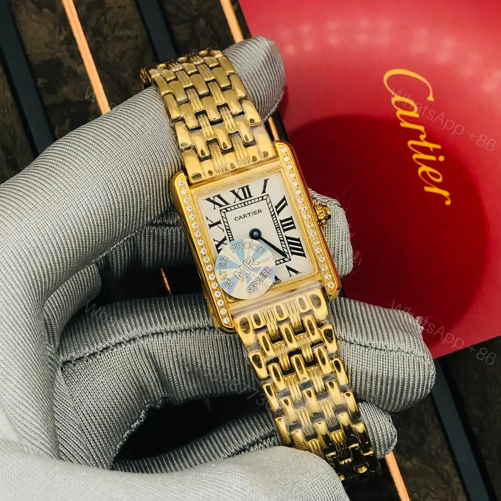 Cartier Silver 18K Yellow Gold Tank LC Women Watches — view 1