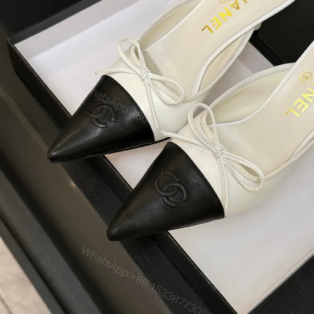 View 5 of Two-Tone Leather Mules with Knot Detail, Kitten Heel, Luxe Style