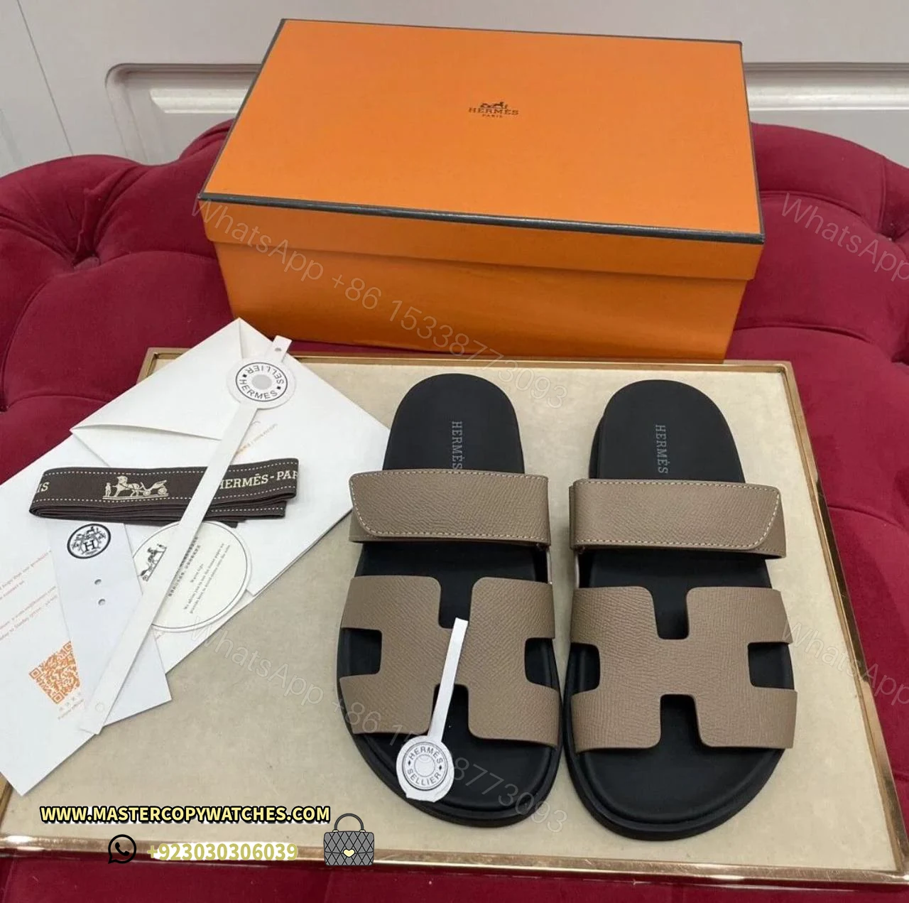 Hermes Chypre Sandals Etoupe — view 1
