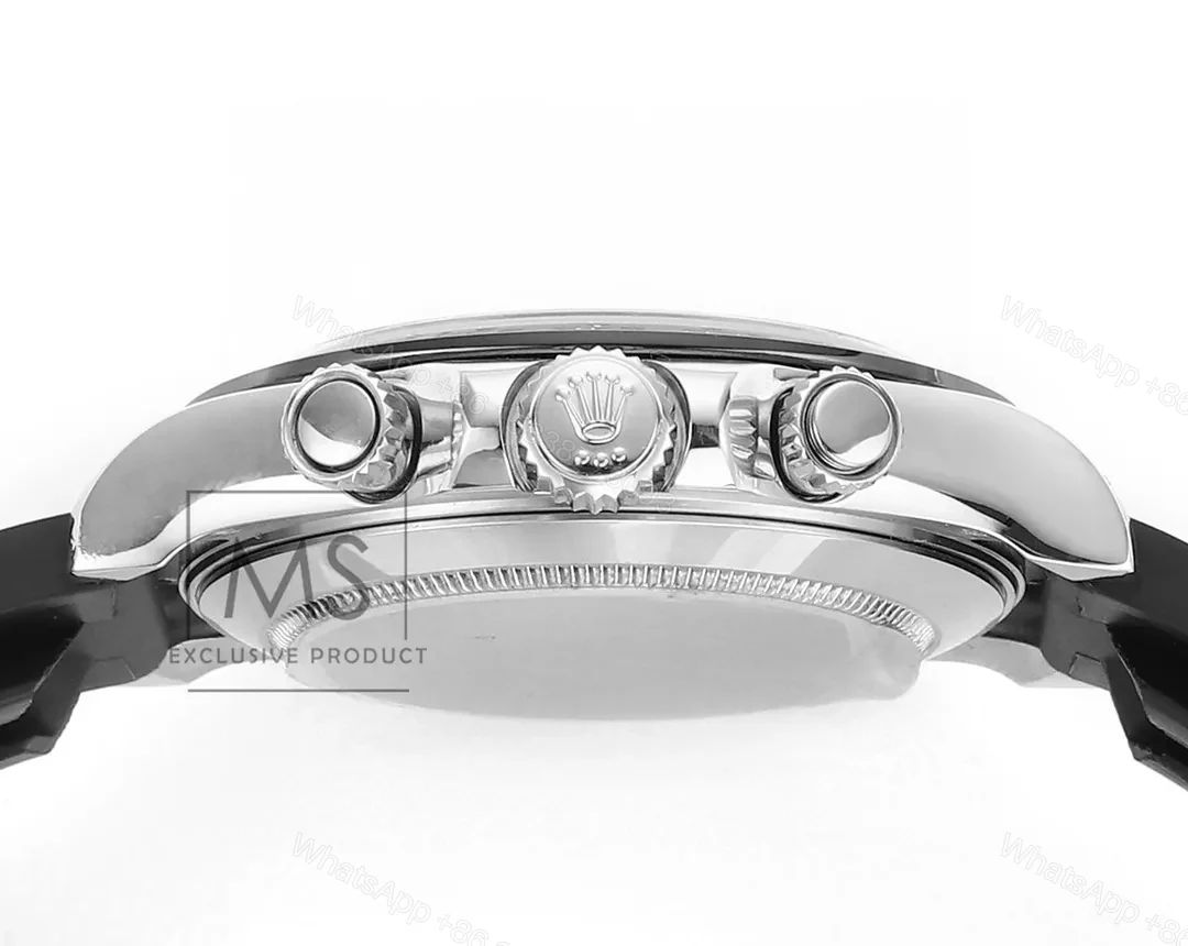 Clean Factory MS Rolex Daytona Silver Panda Rubber Strap — view 1