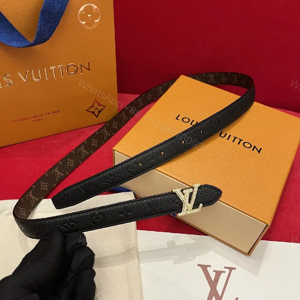 Monogram-Trim Belt: Black Leather, Gold LV Buckle, Sleek Style — view 1