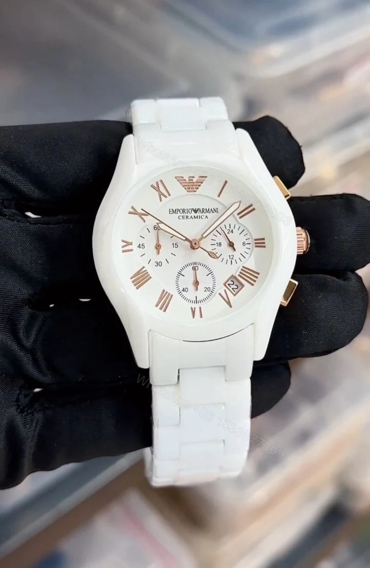 Emporio Armani AR1416 White Ceramic Chronograph 43mm — view 1