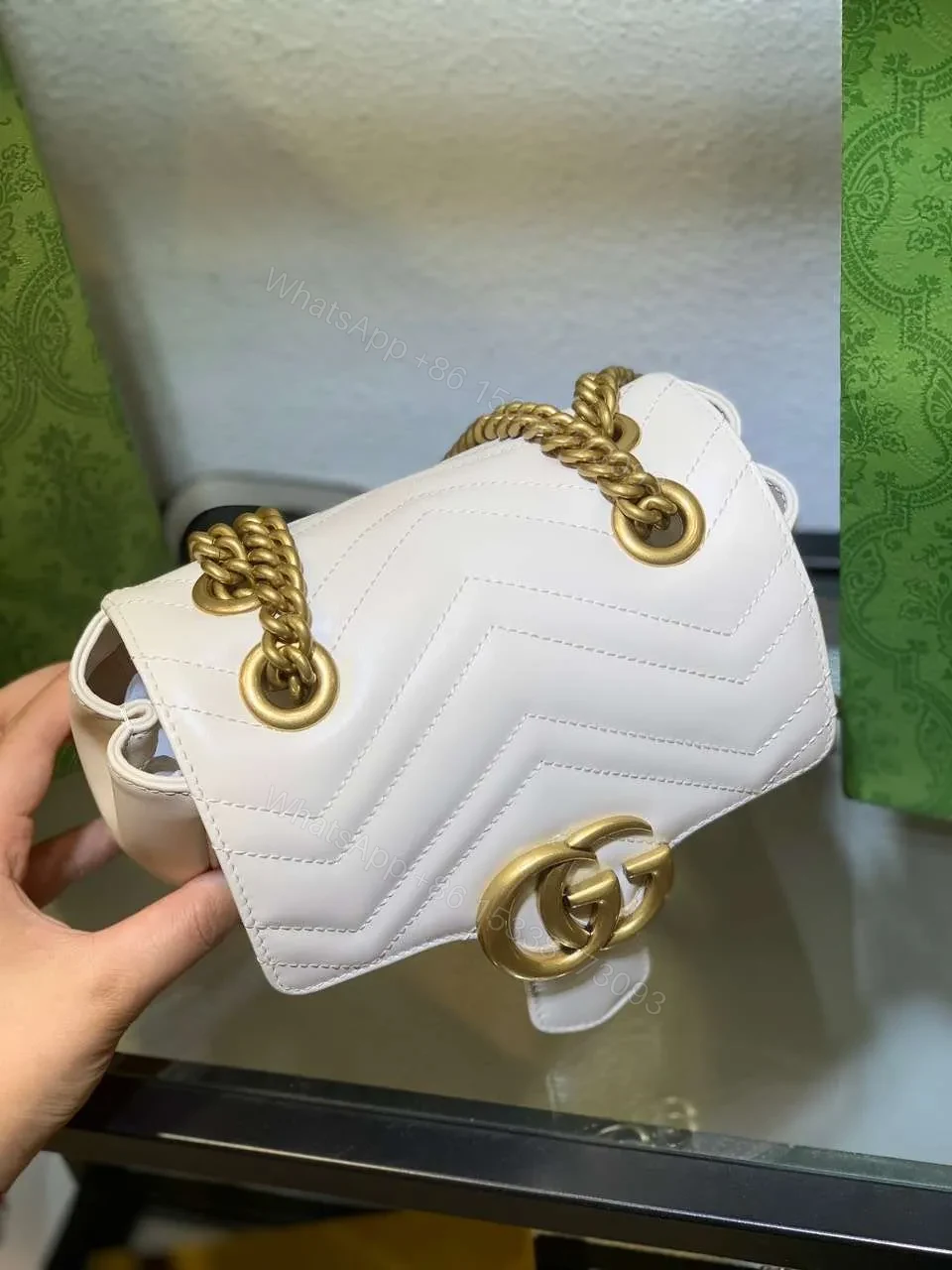 View 8 of Gucci Marmont Replica 1:1 Women’s Handbag High Quality White 20cm