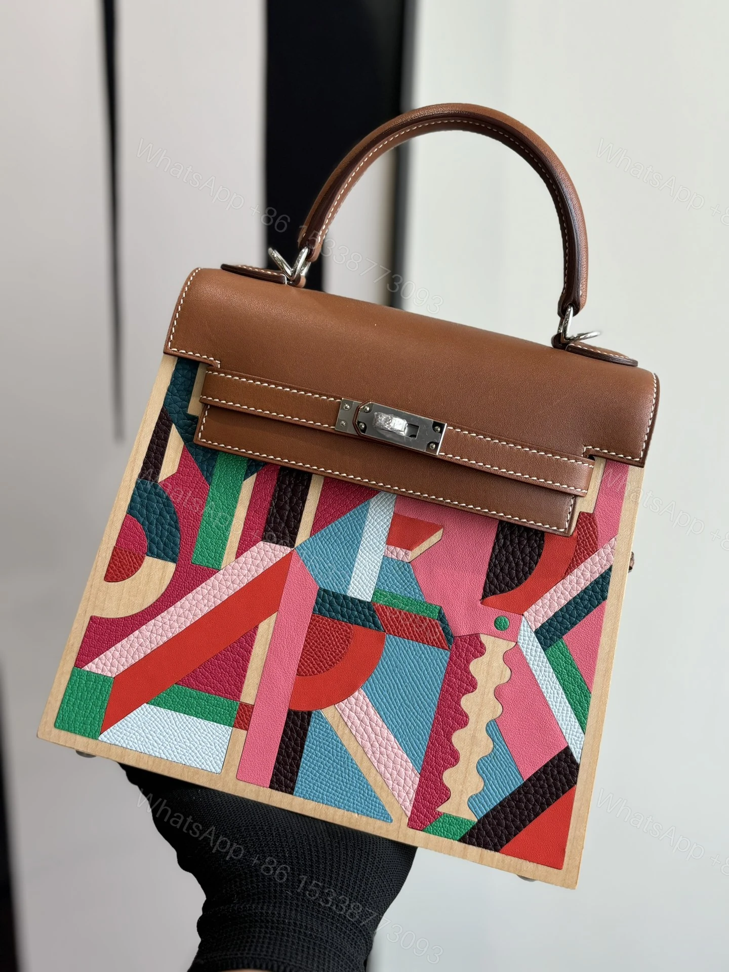 Hermès 原單 Kelly 幾何拼色手提包 藝術風精品女包 — view 1