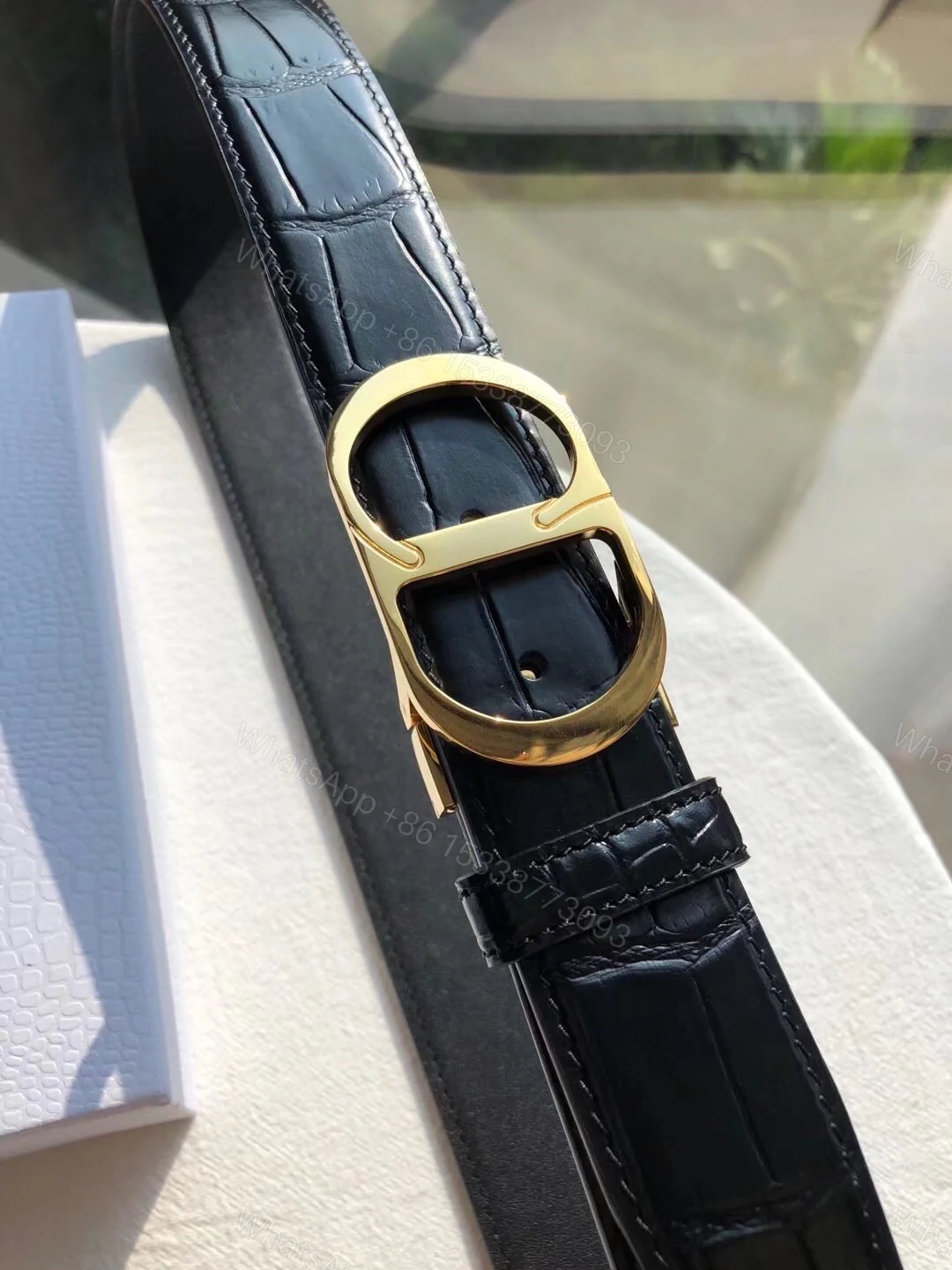 Dior A貨 男款 CD老花皮帶 黑銀扣設計 精品百搭腰帶 — view 1
