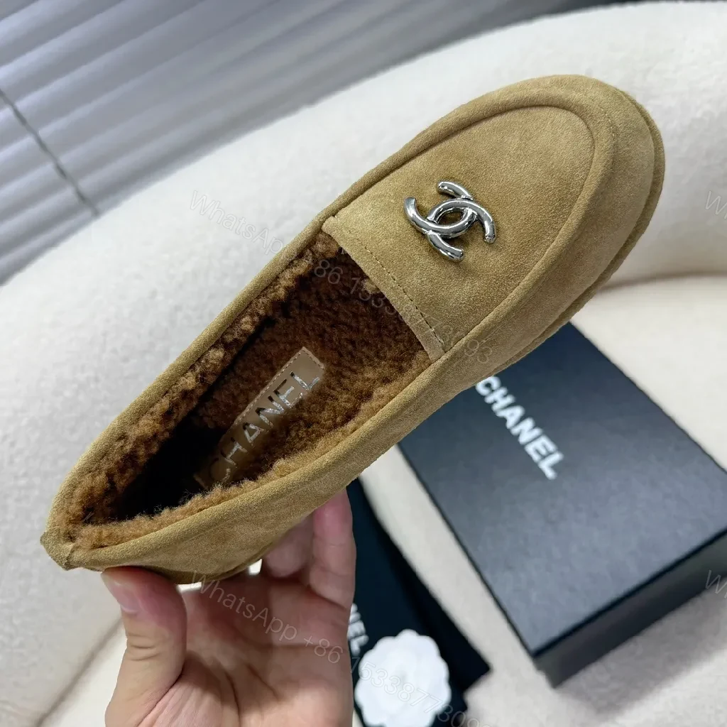 View 8 of Cozy-Camel Suede Shearling Mules with Logo