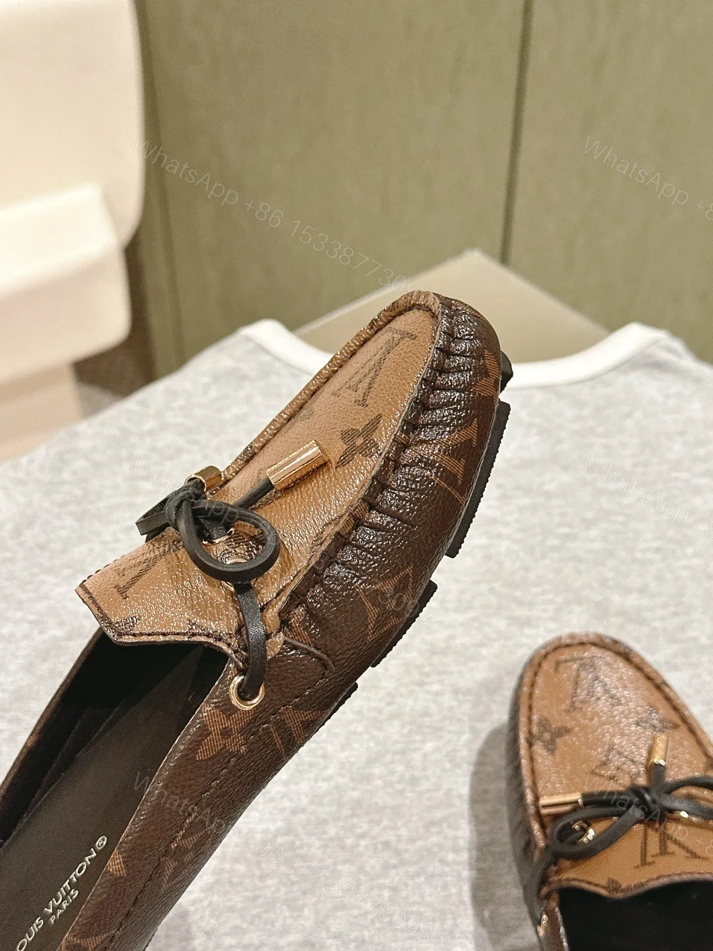 View 6 of LV Women Brown Leather Moccasin Loafers