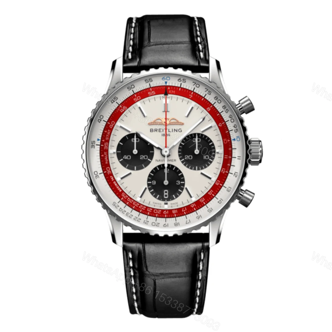 Breitling Navitimer B01 Chronograph White and Red Dial Replica — view 1