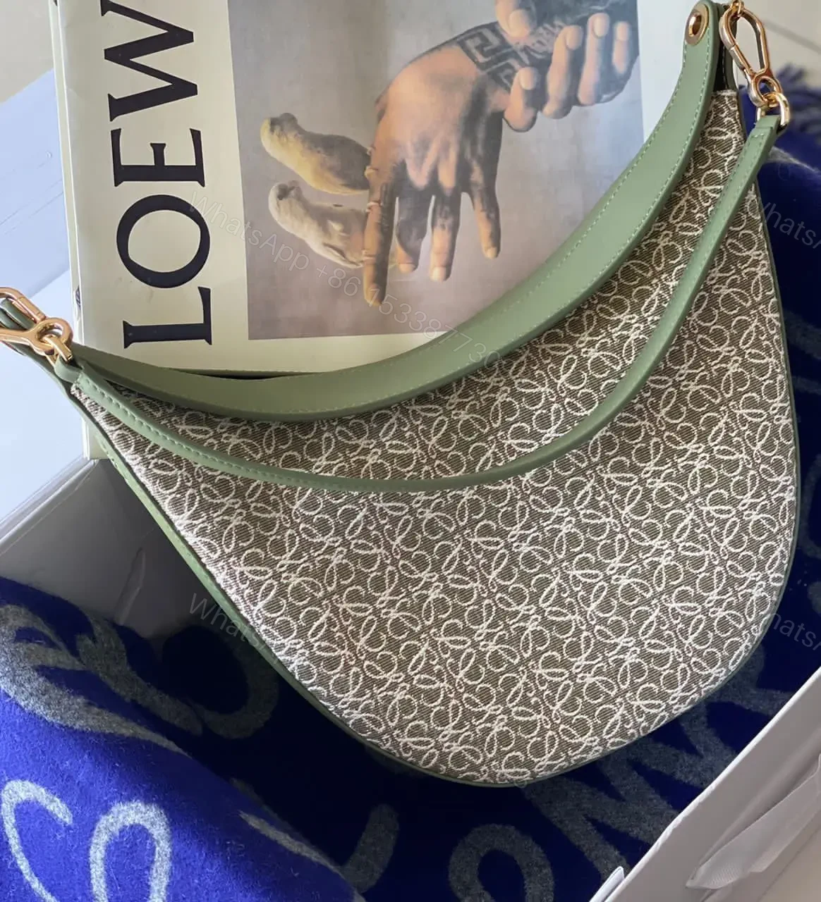 Luna Bag – Anagram Jacquard & Classic Calfskin | Super Master Quality l oe we — view 1