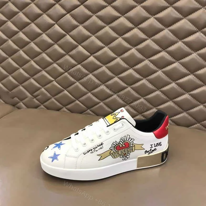 View 7 of DOLCE AND GABBANA LEATHER ROYAL LOVE PRINT SNEAKERS IN WHITE – DG103