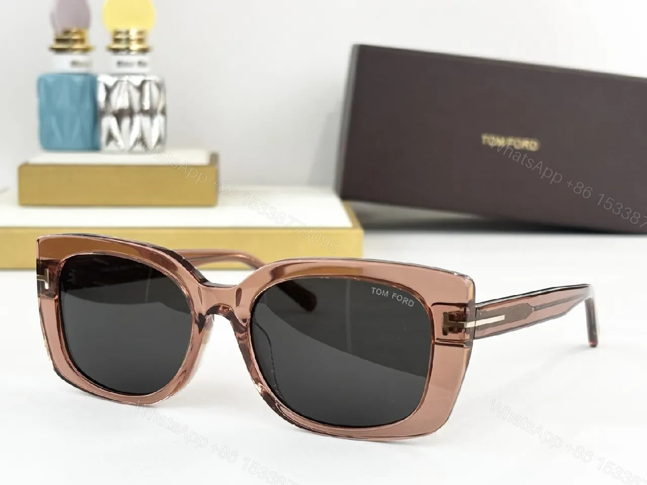 Rose-Gold Acetate Sunglasses: Bold Square, Polarized Shine — view 1