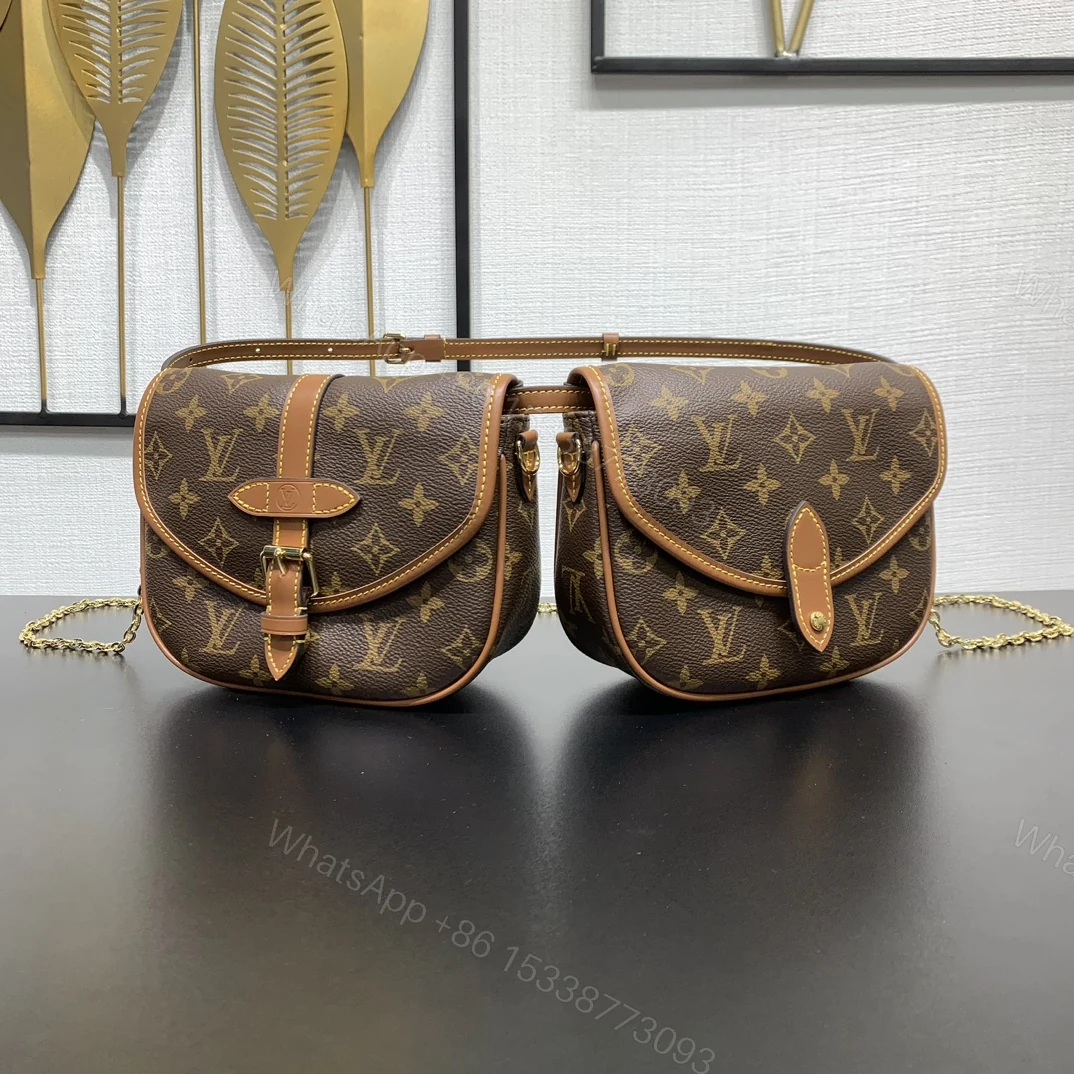 LV 一比一 Saumur Monogram 小號斜挎包 復古雙袋設計 — view 1
