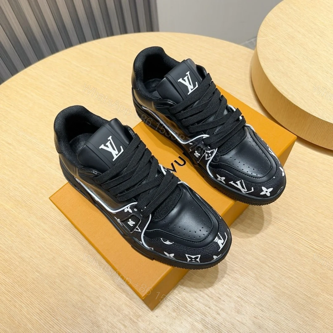 LV 精品仿製黑色塗鴉運動鞋 Monogram厚底潮流款 高街風格 — view 1