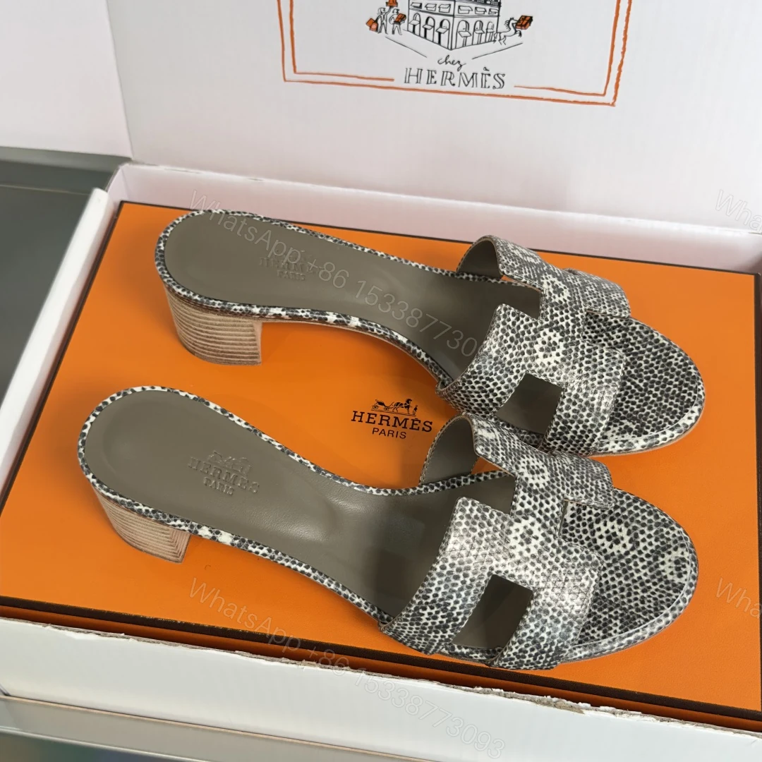 Hermès Replica Oran Heeled Sandals Exotic Print — view 1