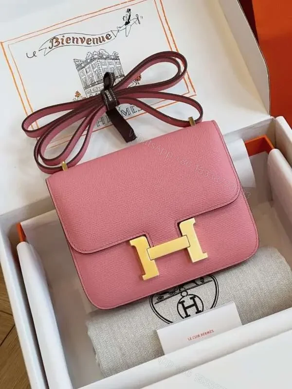 HN Bag Epsom Gold Like Auth Handbags Pink 19cm — view 1