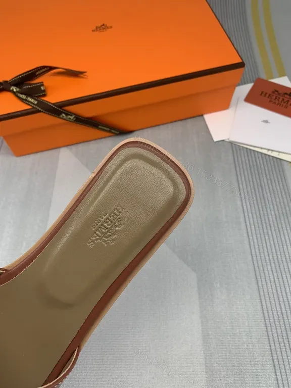 View 6 of Brown Leather H-Cut Slides â€” All-Day Comfort, Luxury Casual