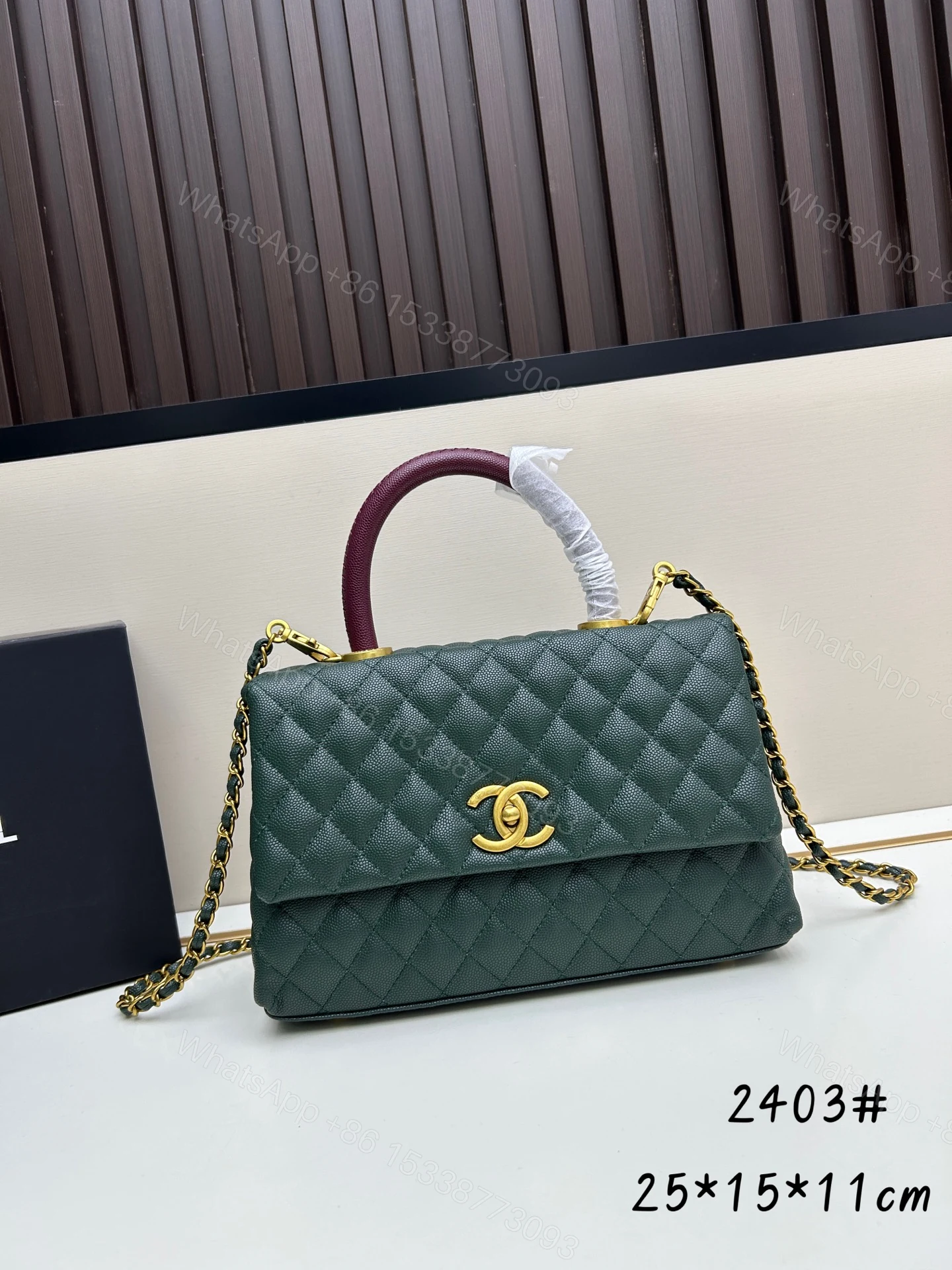 CHANEL高仿墨綠手提鏈條口蓋包雙用優雅氣質款25cm實用百搭包 — view 1