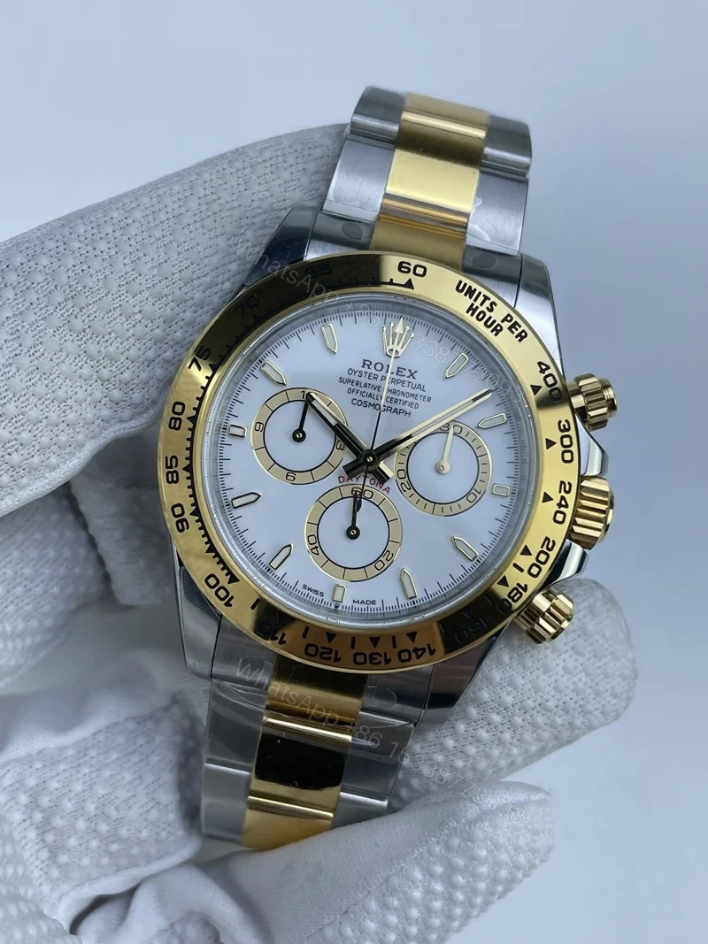 Replica Rolex Cosmograph Daytona Two-Tone Yellow Gold White Dial 40mm — view 1