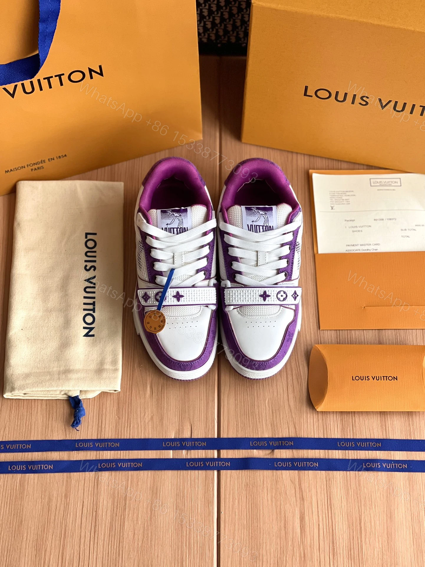LV A貨紫色運動鞋LV Trainer紫白配色時尚休閒百搭男女潮鞋推薦 — view 1