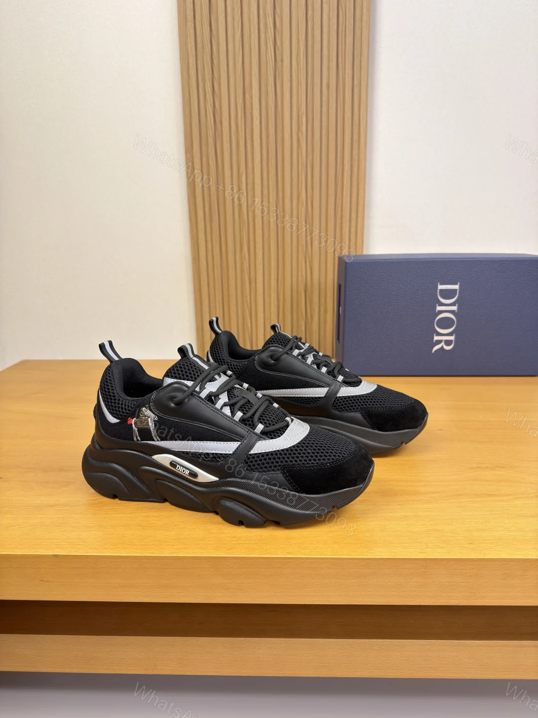 Dior 高仿老爹運動鞋 男款厚底拼接設計 黑色透氣休閒鞋 — view 1