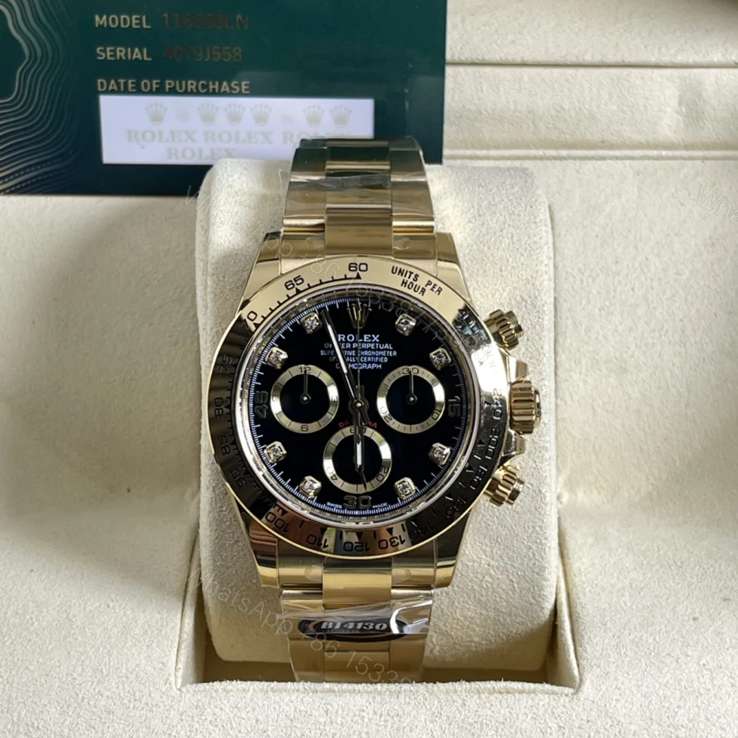 Rolex A貨 男款 Daytona 黑面鑽刻金殼計時腕錶 奢華高端款 — view 1