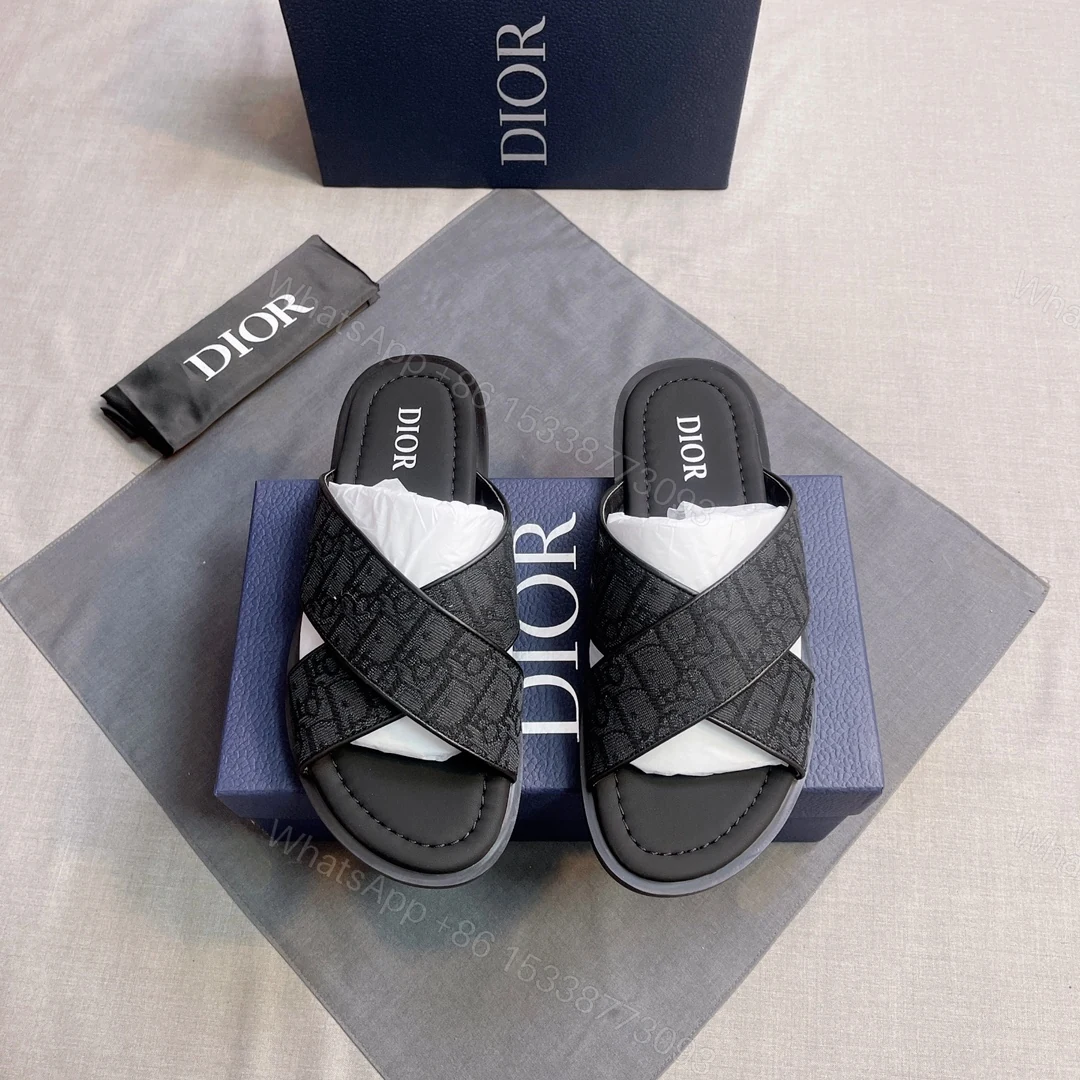 Dior A貨 男款 Oblique拖鞋 經典提花休閒款 — view 1