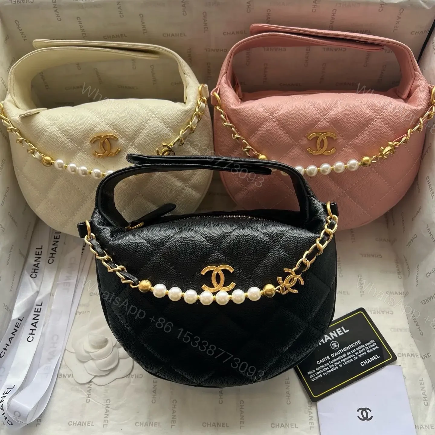 CHANEL Half-Moon Bag with Pearl — view 1