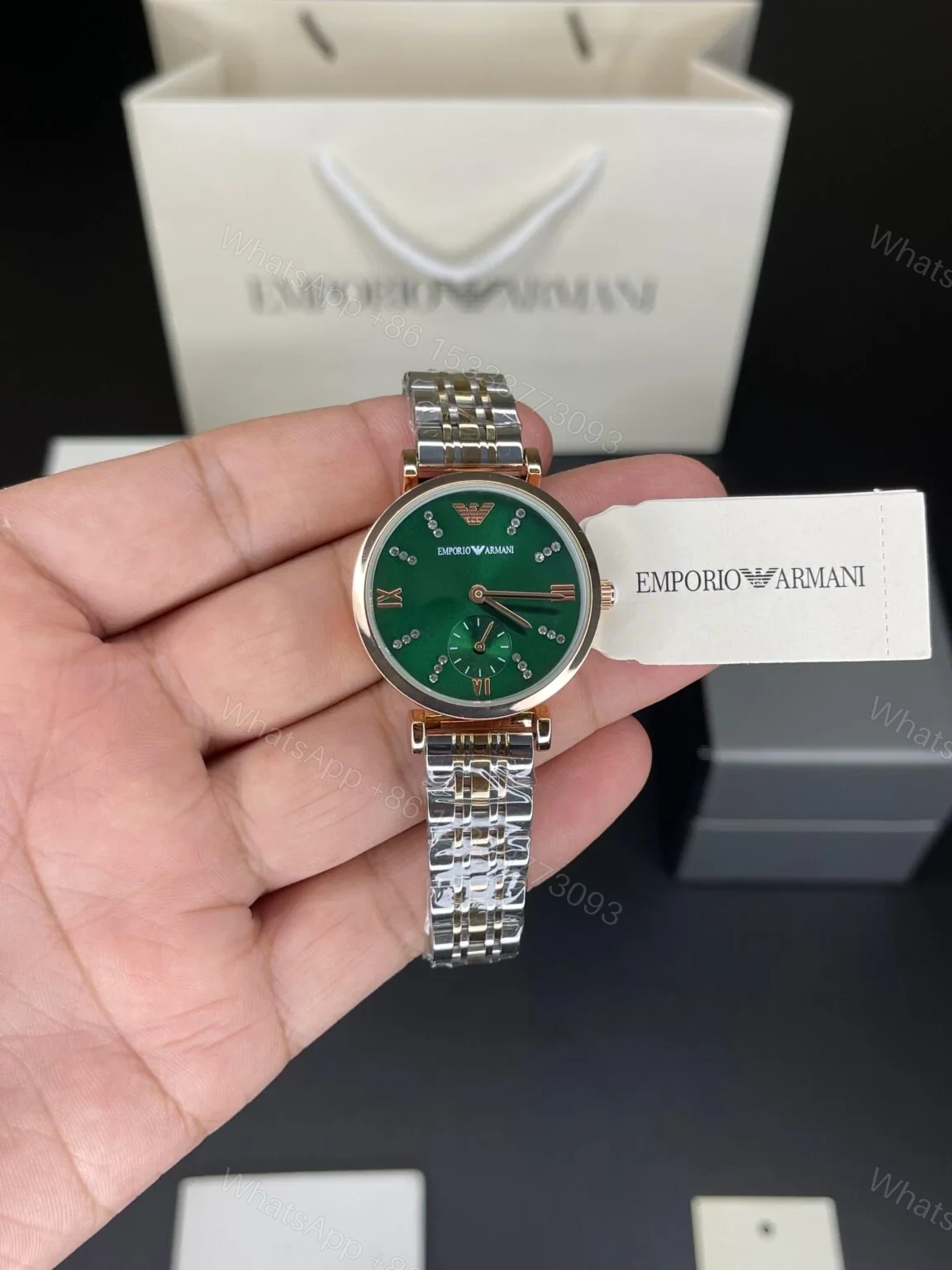 Emporio Armani Ar Chrono Green Dial Quartz Ladies Watch — view 1