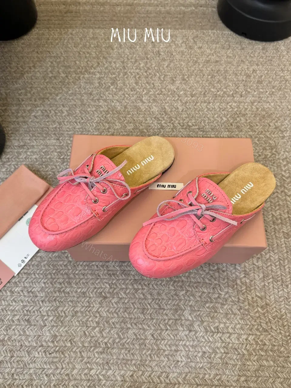View 5 of Pink Leather Espadrille Mules, Comfortable Slip-ons, Miu Miu Style, Product Type: Shoes