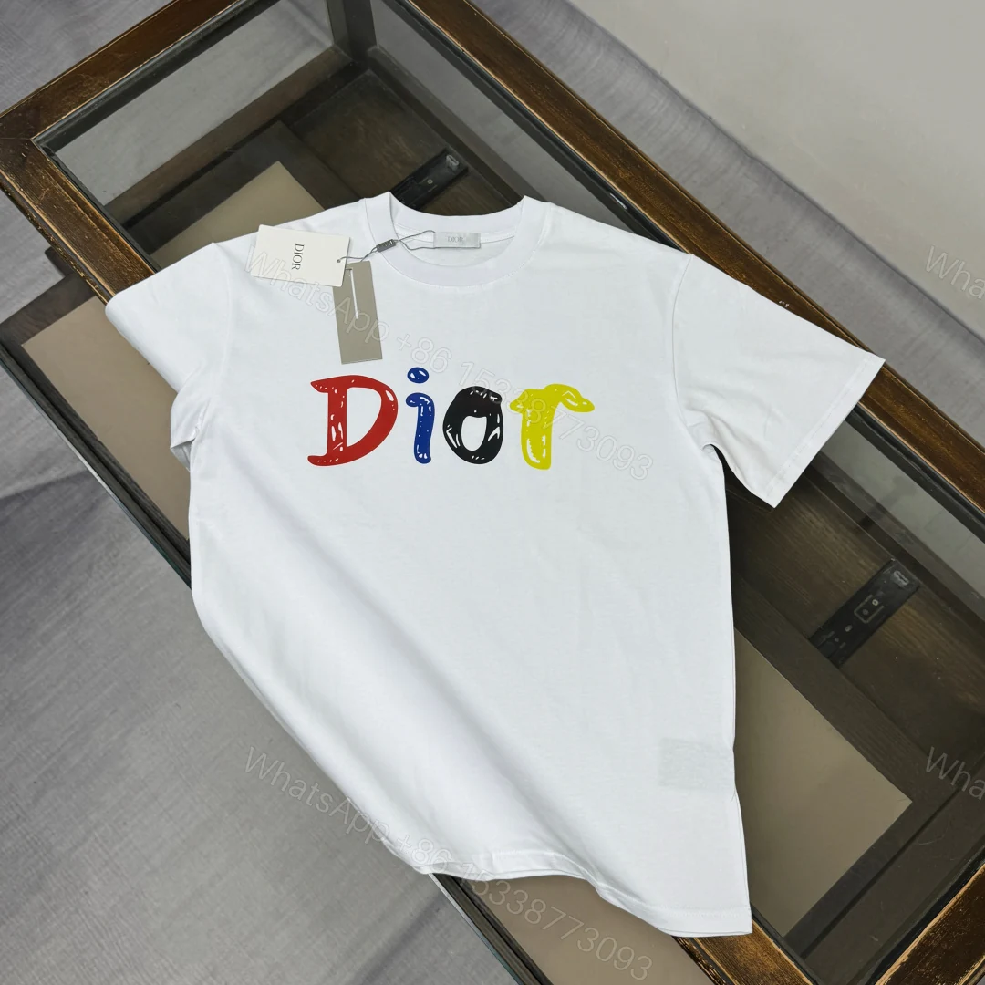 Dior原單彩色塗鴉白色女款短袖T恤精品百搭款 — view 1