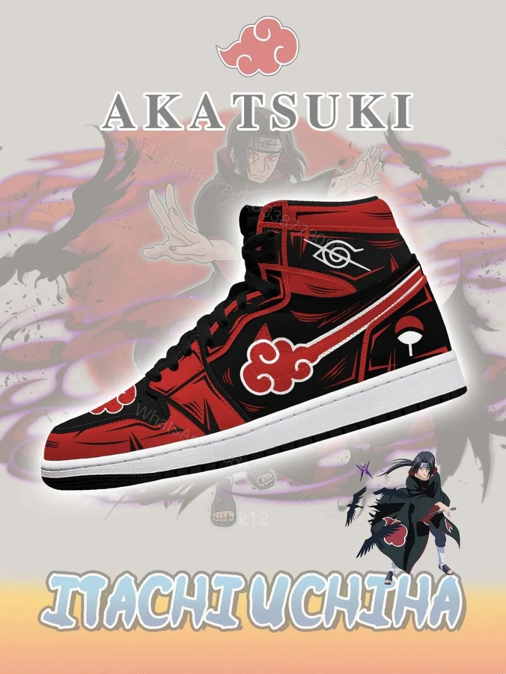 Akatsuki Itachi Uchiha V.7 Custom High Jordan 1 — view 1