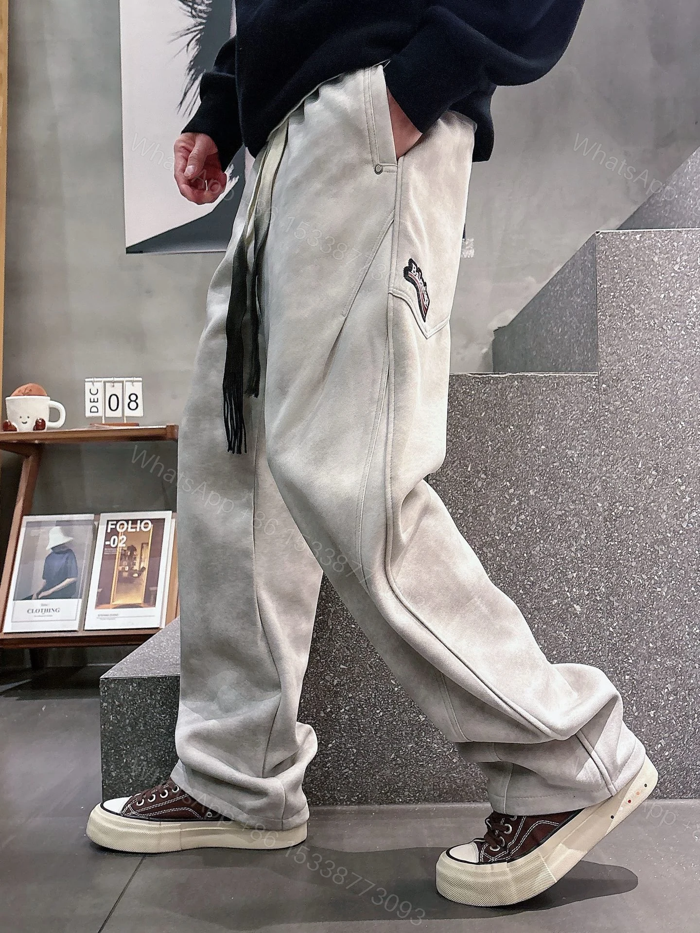 Balenciaga 原單運動長褲 男款灰色水洗做舊寬鬆休閒褲 — view 1