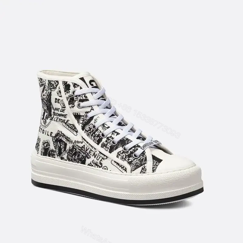 WALK’N’DIOR HIGH-TOP PLATFORM SNEAKERS WOMEN PLAN DE PARIS EMBROIDERED BLACK – CD173 — view 1
