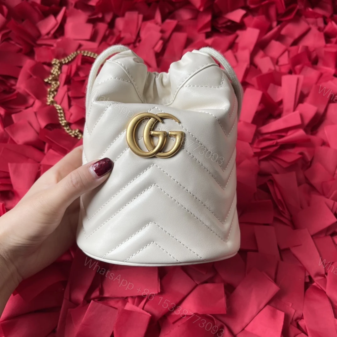 GUCCI 高仿白色水桶包 GG Marmont金扣款 鏈條設計輕奢小包 — view 1