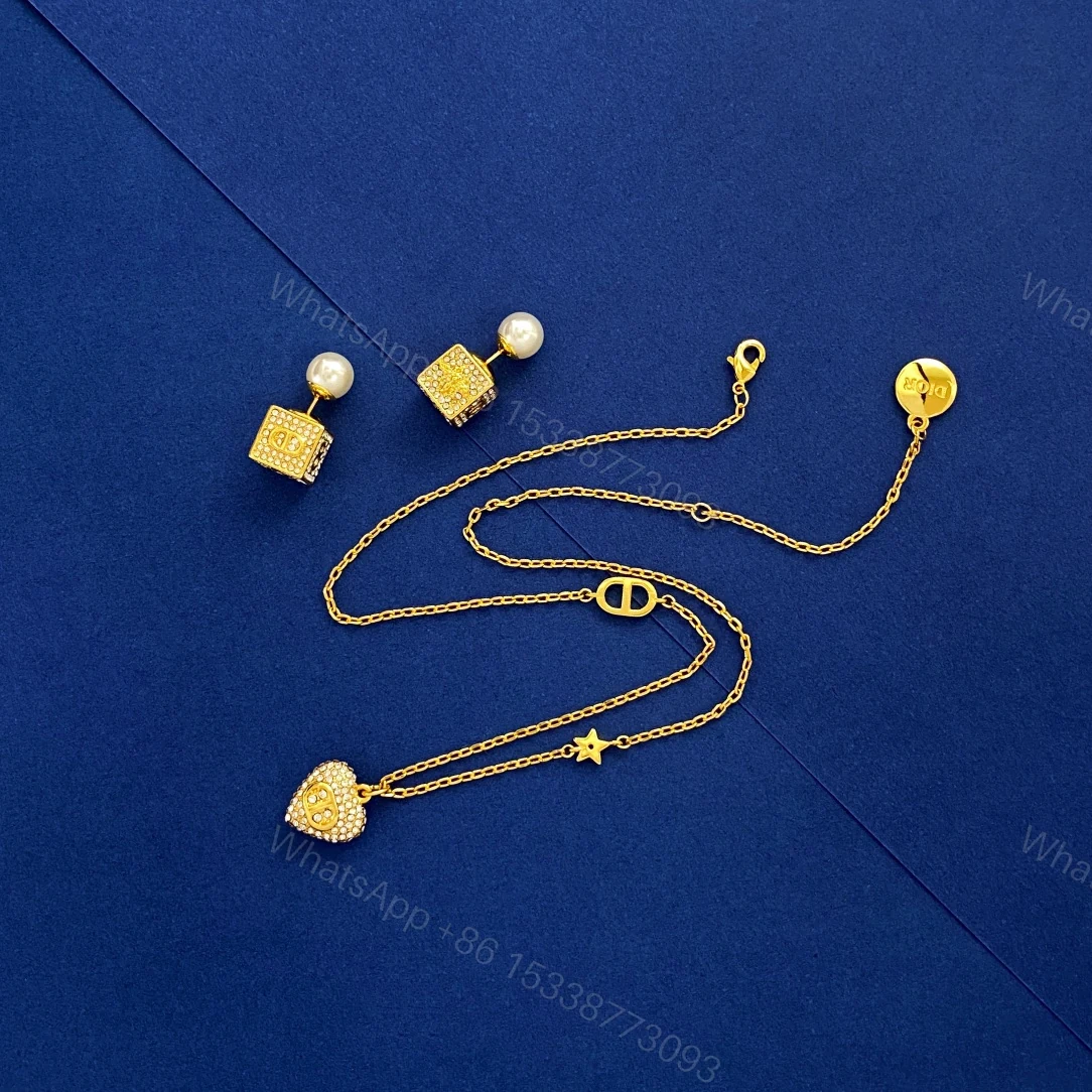 Dior高仿CD愛心珍珠項鍊耳環套裝精工版飾品 — view 1