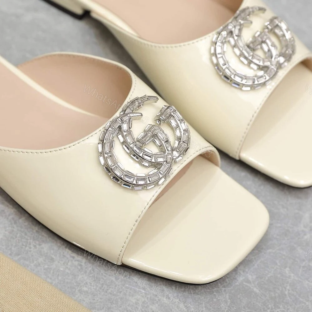View 6 of Gucci GG Crystal Slippers White