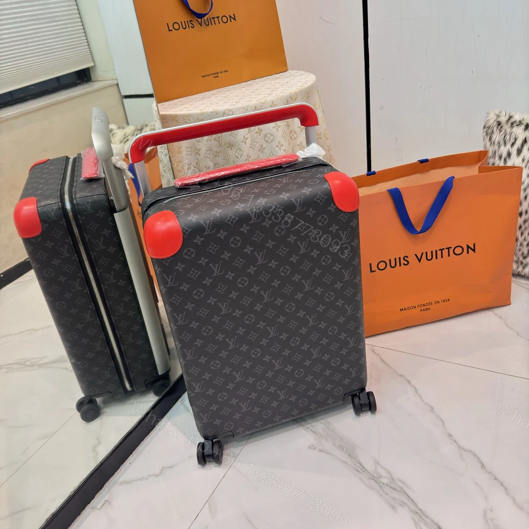 LV 一比一灰色Monogram旅行箱 橙色皮革包角 拉桿登機箱 — view 1