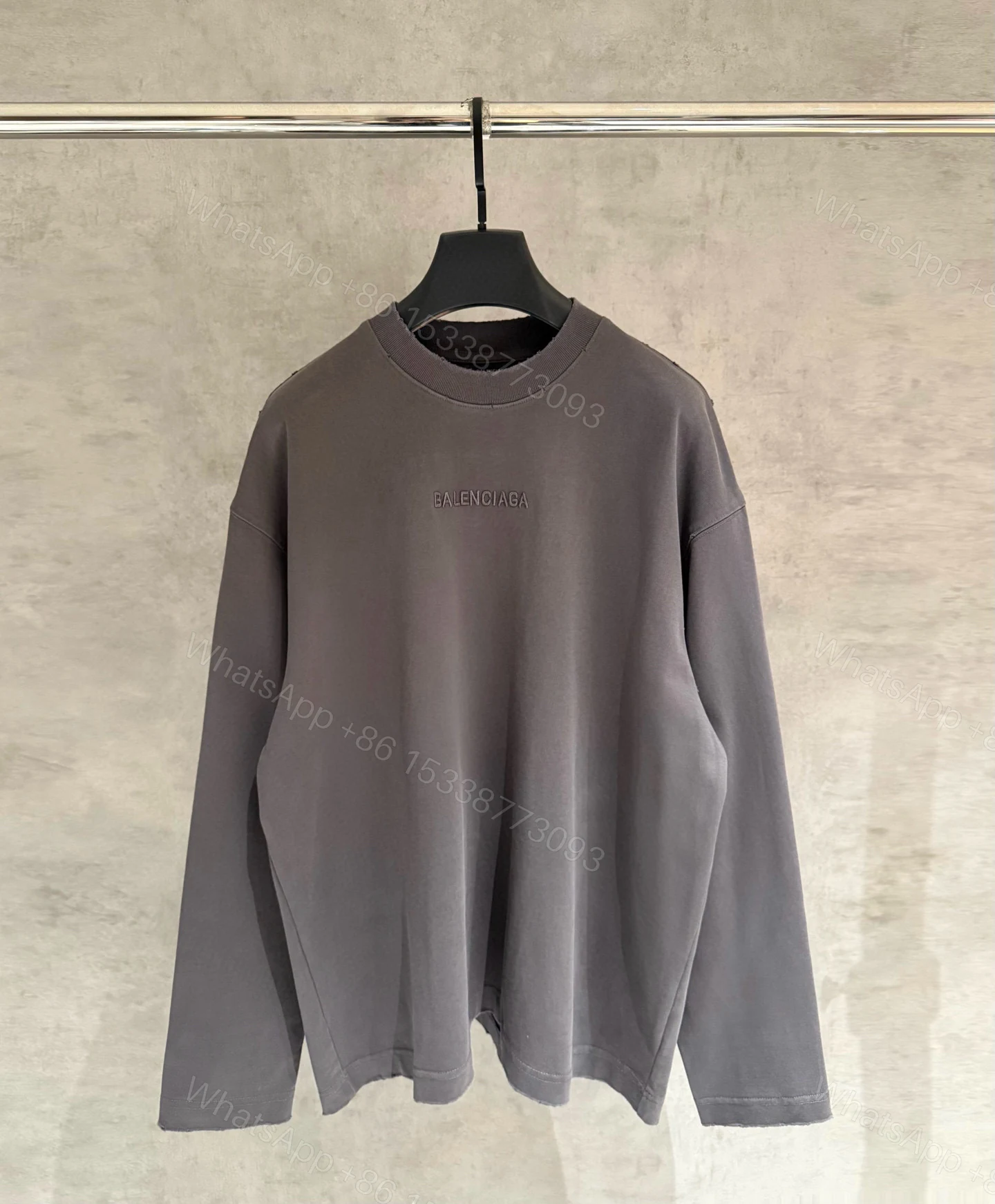 Balenciaga高仿男士長袖T恤水洗灰極簡Logo設計日系風格款 — view 1