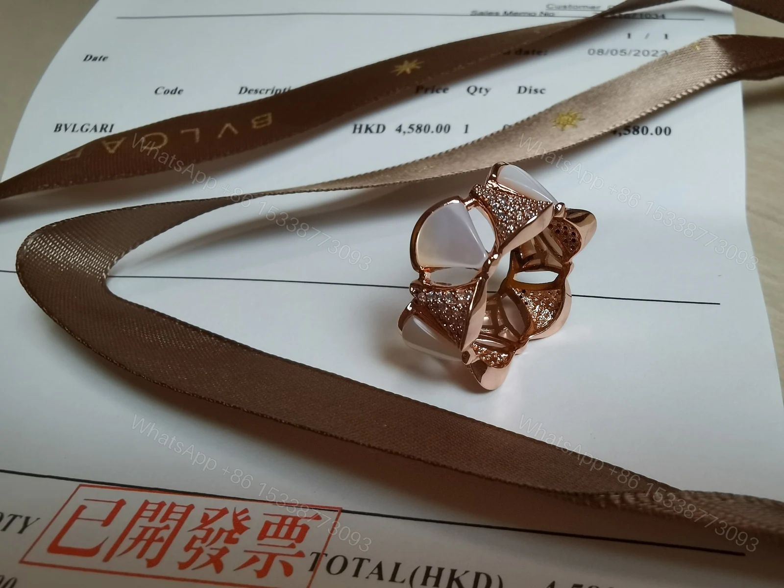 BVLGARI高仿蛇形戒指女士玫瑰金鑲鑽設計時尚百搭輕奢款 — view 1