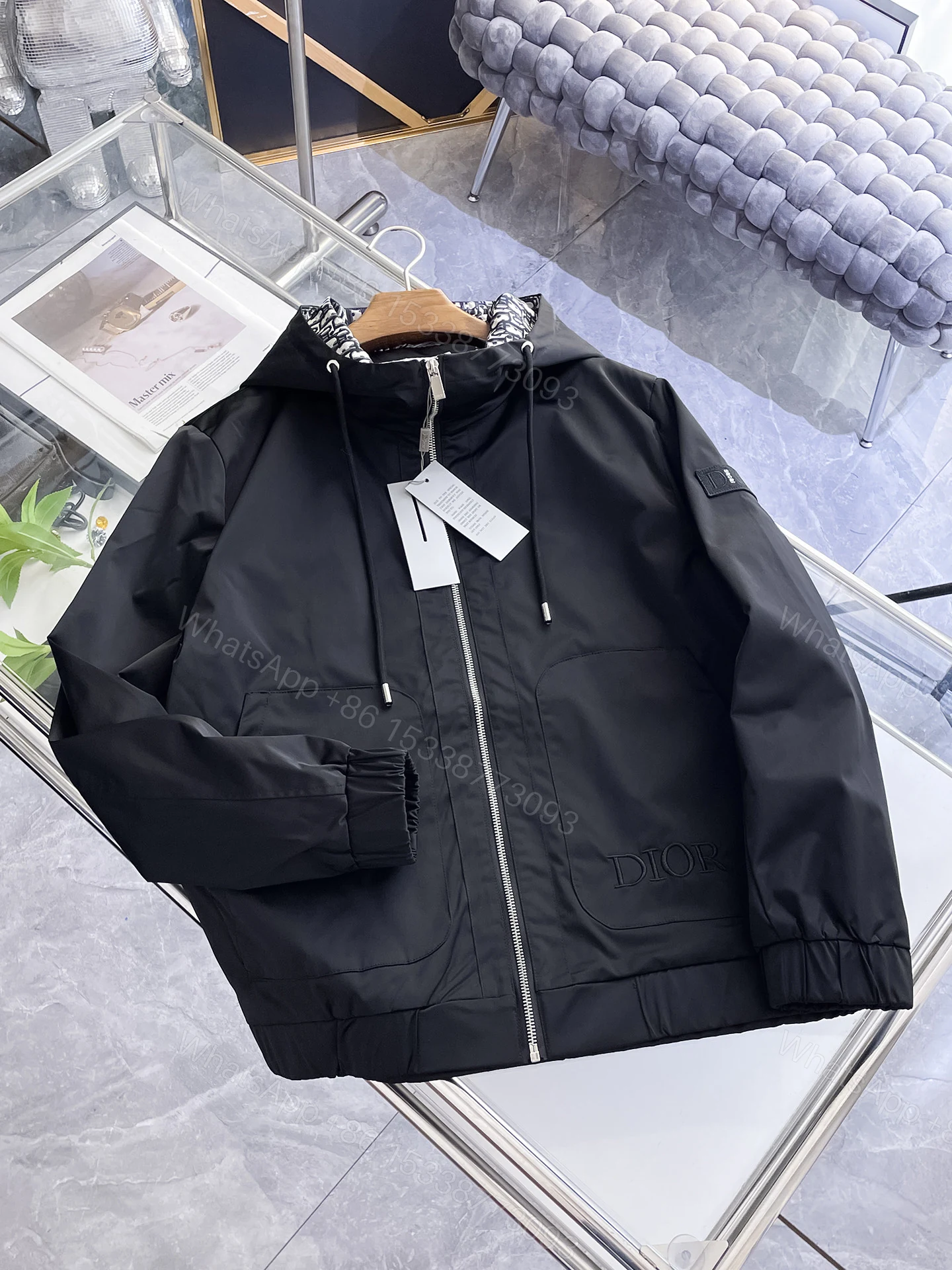 Dior 高仿連帽防風外套 黑色拉鍊夾克寬鬆版 — view 1