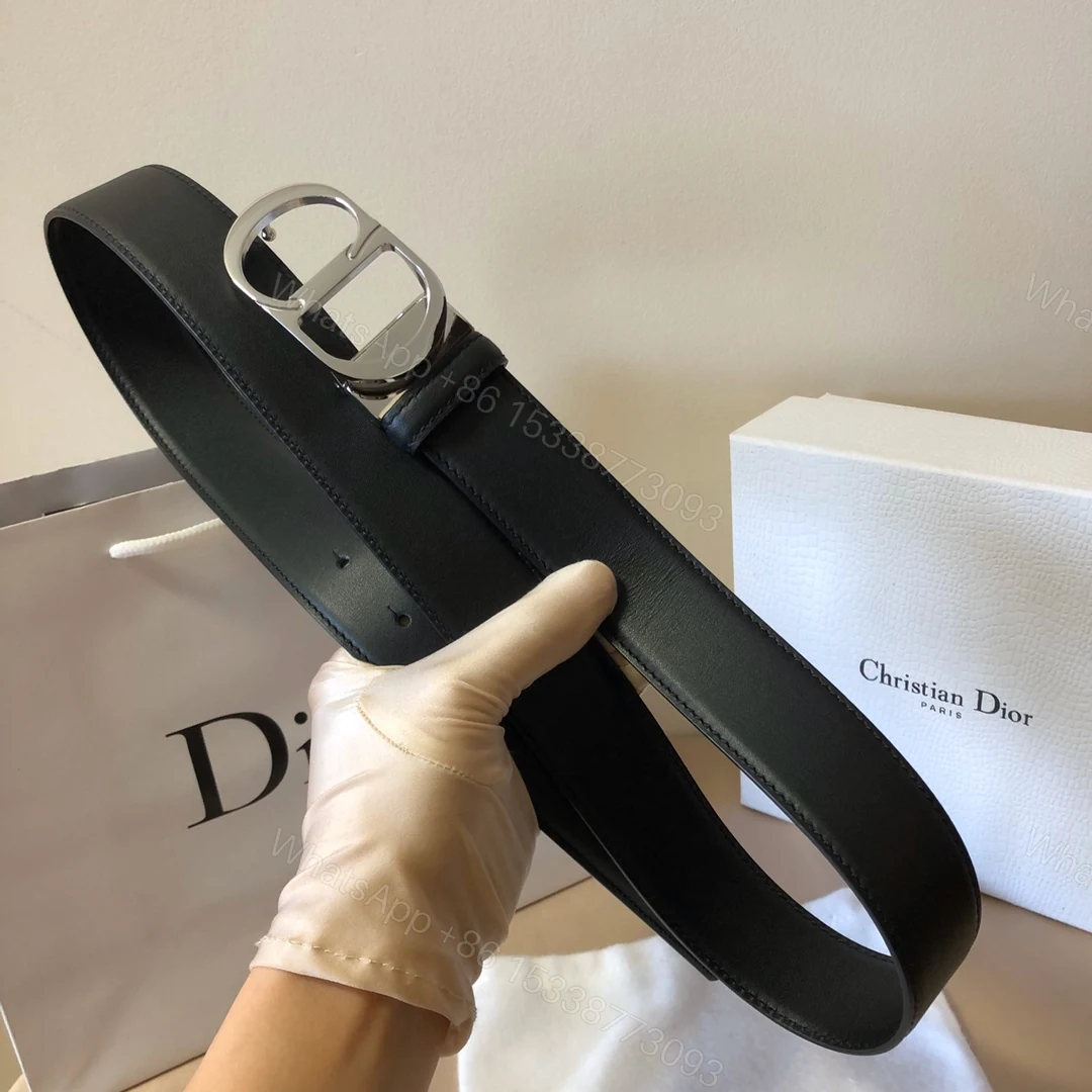 Dior 高仿 男款 Oblique老花帆布皮帶 黑色CD扣 潮流百搭款 — view 1